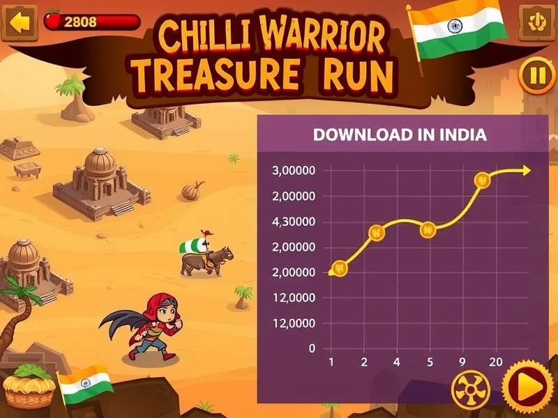 Chilli Warrior Treasure Run desert level with ancient ruins